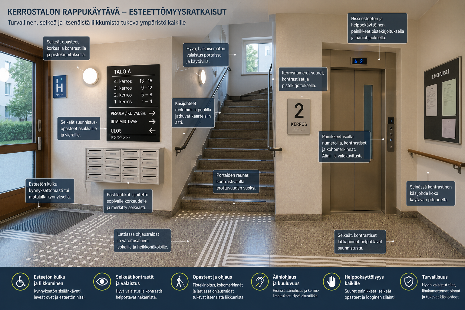 Kerrostalon rappukäytävä - Esteettömyysratkaisut